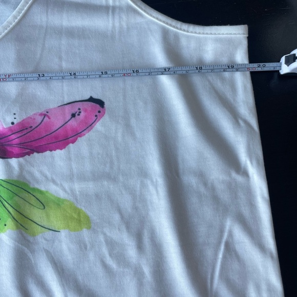SHEIN White Camisole with Colorful Dragonfly Design size large - Picture 4 of 8
